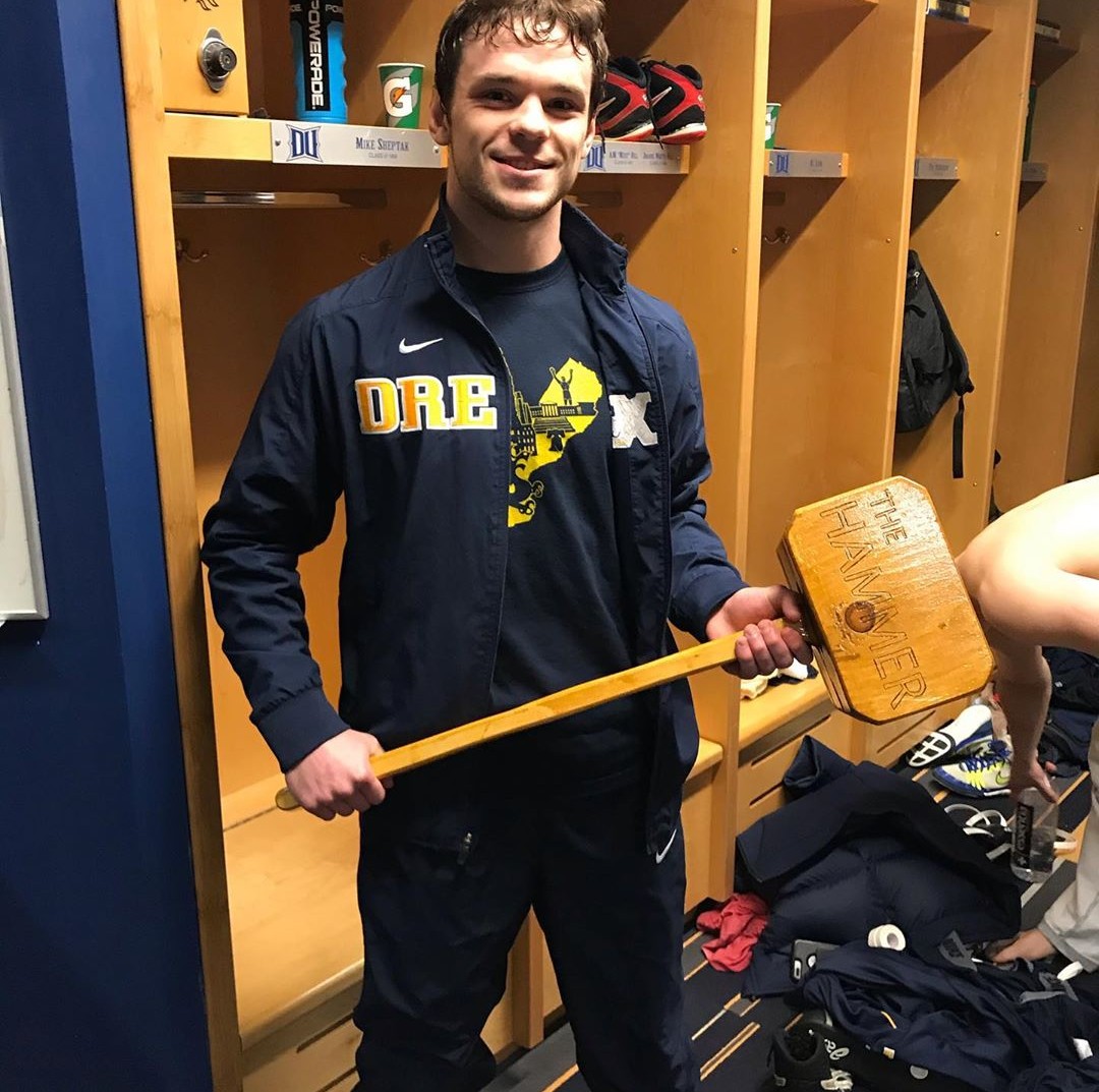 Nick Widmann wins in sudden victory at 149 pounds and wins The Hammer as well