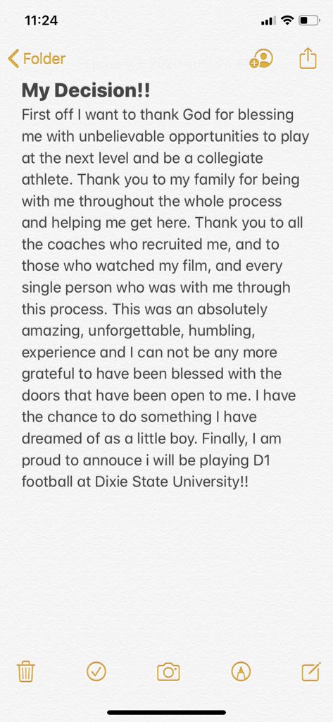 RaynellButler's tweet photo. Thank you EVERYONE!!! @Coachtui_dsu @CoachPPeterson @DixieState_FB @DixieAthletics @DixieState #OnTheRise ๐๐๐ https://t.co/3JAfcvdIV6