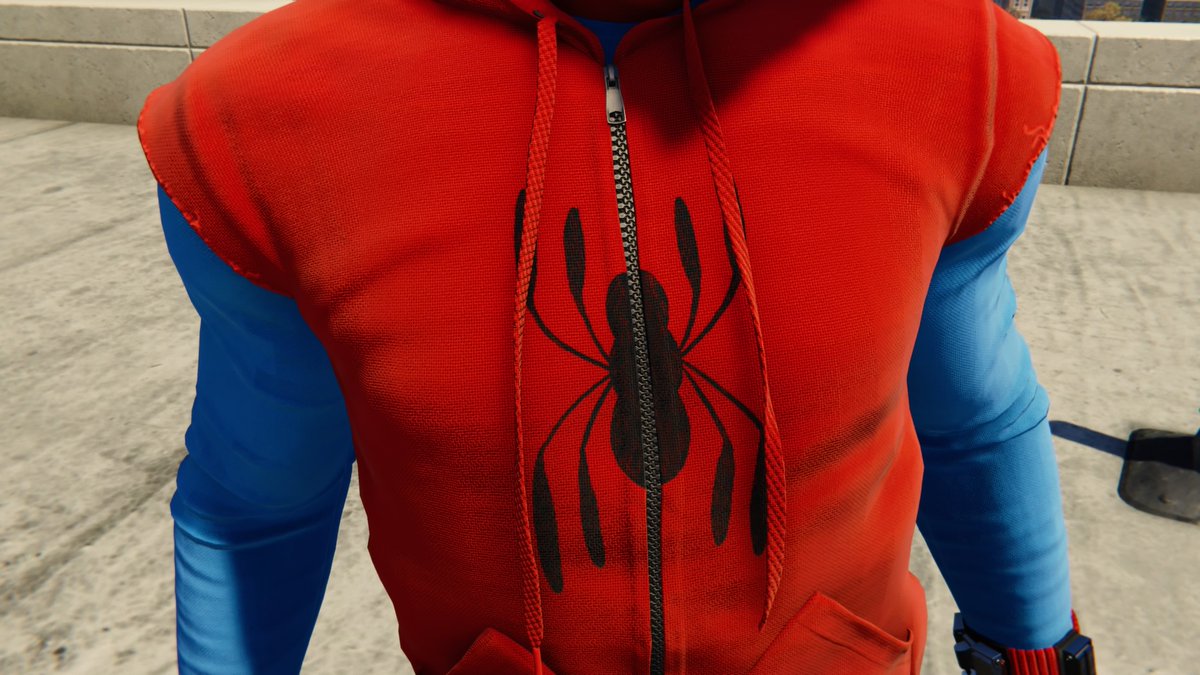 ◦ Homemade Suit ◦⌁ suit power: none⌁ i have a HUGE soft spot for this suit⌁ it's so cute and exactly how i would picture a teenager making his first superhero outfit⌁ FINGERLESS GLOVES!!⌁ cute hoody⌁ creepy eyes that are also somehow cute?? idk dont judge me