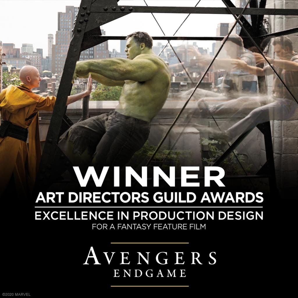 Congratulations to Marvel Studios' #AvengersEndgame for winning the Art Directors Guild Award for Excellence in Production Design for a Fantasy Feature Film! #ADGAwards