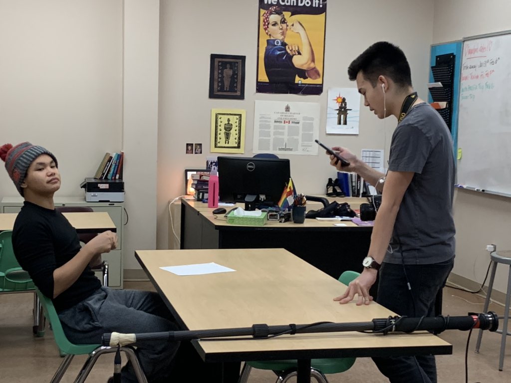 KentDriscoll's tweet photo. Spent today supervising the editing of a @DeadNorthFest movie by the kids in the @InuksukHigh Film Club. These young people are inspiring. They made a weird little horror film; and all I had to ever say was “OK, and then, what next?” https://t.co/fXOQ1XFL8y