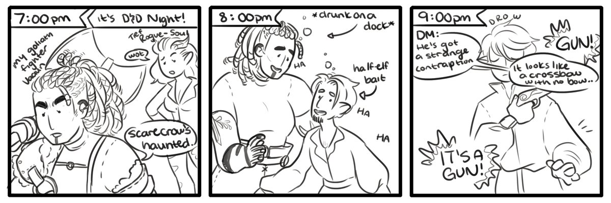 7:00 - 9:00: D&D time! I play as a Goliath Fighter named Vauun, @tomasevf101 plays a Tiefling Rogue named Soul and @Kneders plays a Halfling Druid named Willou!