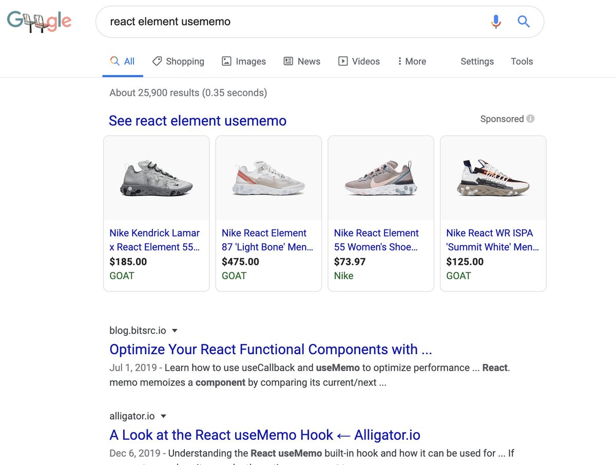 lili_vs's tweet photo. Hmmm.... should I read about useMemo or buy new sneakers 🤔 https://t.co/FAFqpB6Fxa