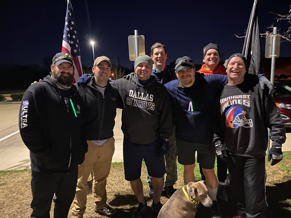 F3_Rocket_Man's tweet photo. F3 FloMo went out for a morning CSAUP ruck in the Gloom. Said hello to FloMo's and Highland Village's finest along the way. @f3_dallas @drewlarson @F3Flomo @F3Nation @FlowerMoundPD @HVPolice https://t.co/PZd93g88nr