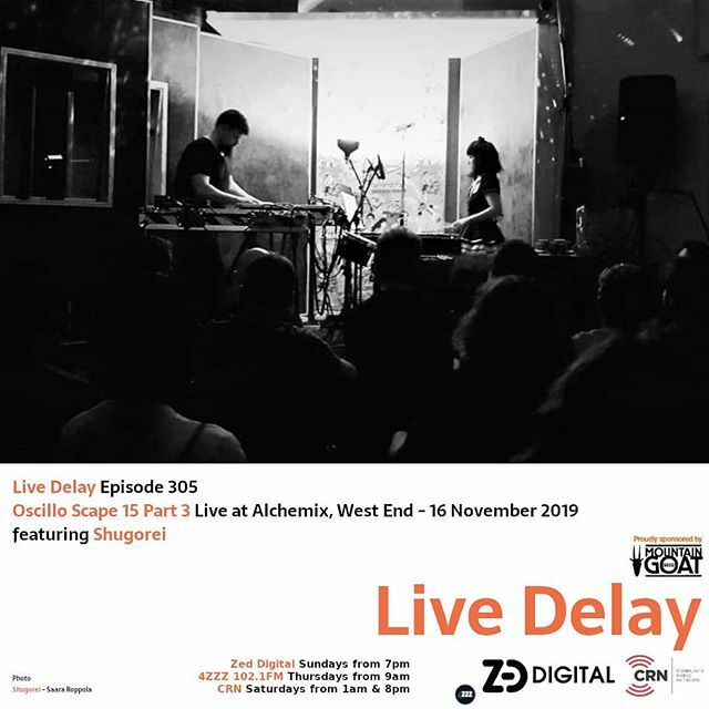 Tonight is the final in our three-part series of sets recorded live at Oscillo Scape 15. Shugorei are up tonight, plus an interview with the band after the set, don't miss it!

Tonight from 7pm on ZED Digital
Thursday from 9am on 4ZZZ 102.1FM ift.tt/2ROxG5J