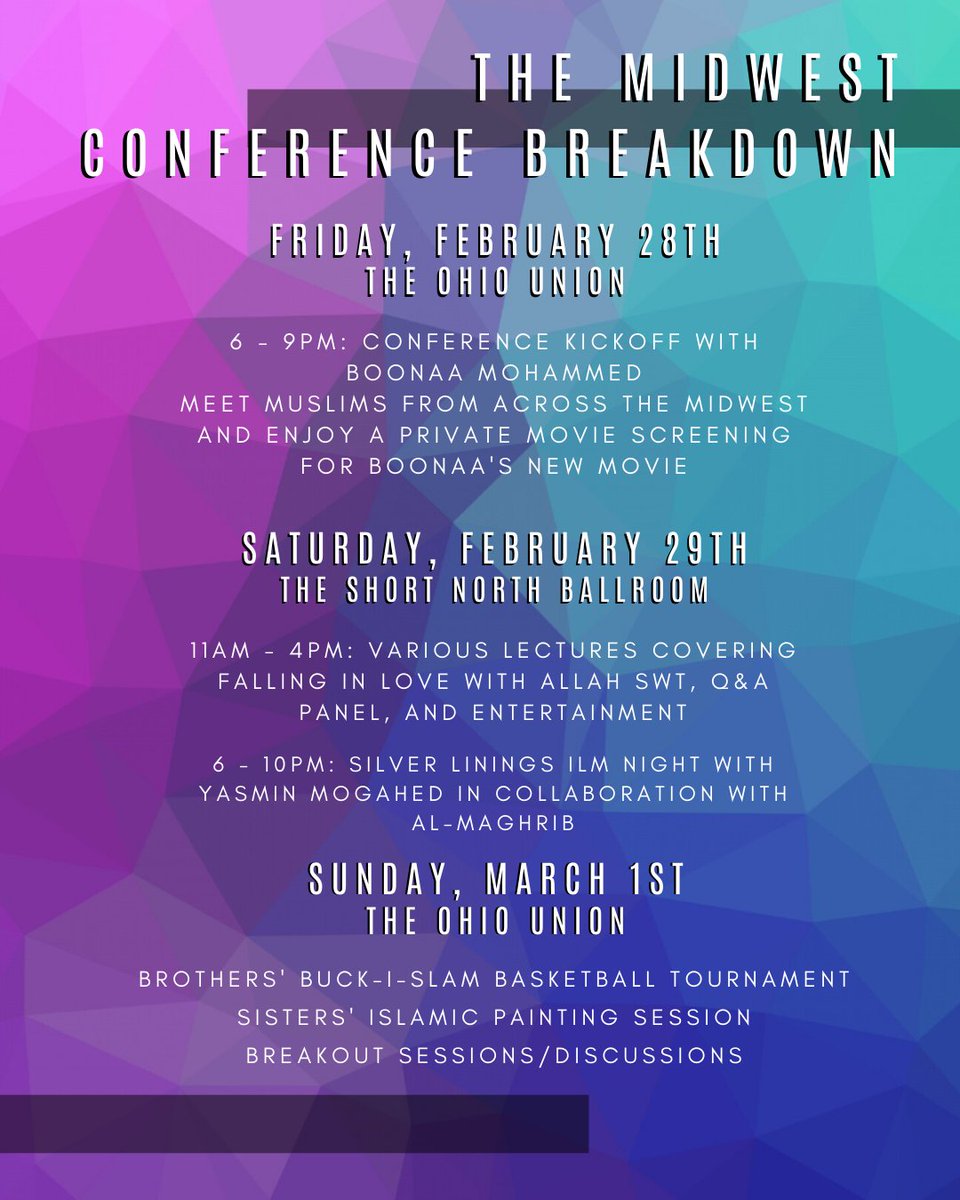 msa_osu's tweet photo. We are excited to announce that we are approx. 1 month away from the 2020 MSA Midwest Conference! We are teaming up with @almaghrib and inviting speakers like @yusufestes, @YasminMogahed, @boonaamohammed and more! 

Go to https://t.co/w8biy0wIZS to buy your tickets today! https://t.co/gehvcyurdv