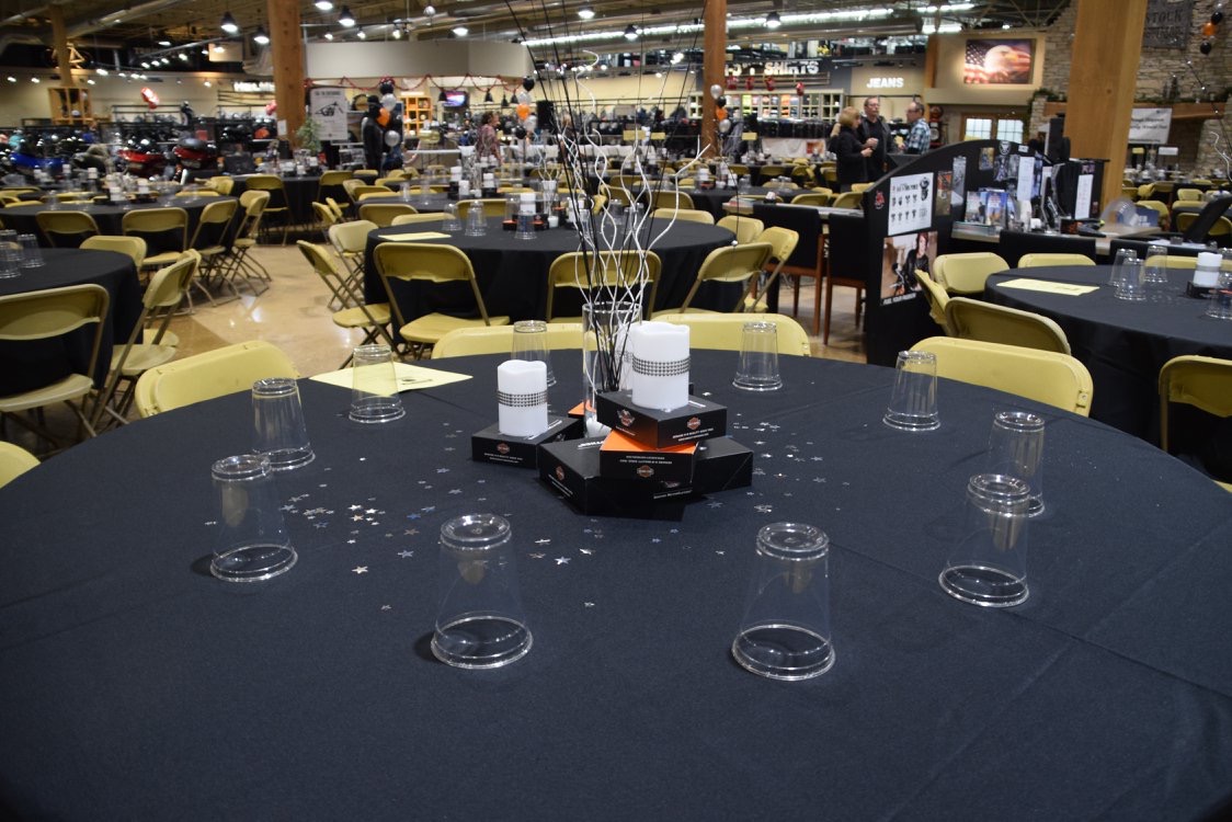 d200edfound's tweet photo. One week from today they are going to be moving out the bikes and we’ll transform the Woodstock Harley Davidson into a dinner party for hundreds! Buy your tickets now before the price goes up https://t.co/oHfSCDkxaN https://t.co/X9cGIWR5Zc