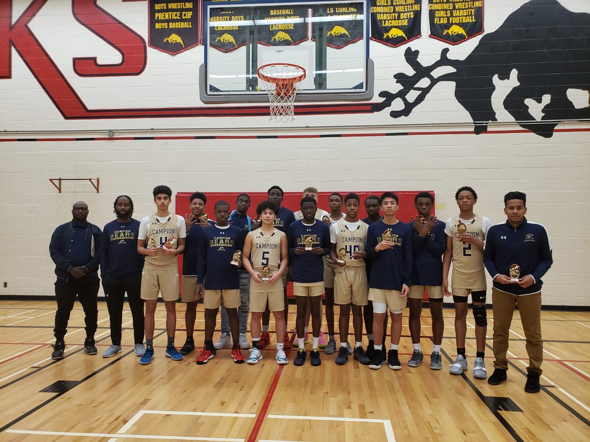 CampionBball's tweet image. Congratulations to our junior boys for winning the Brampton Centennial Winter Classic, special shoutout to Ryan Kalambay on being a tournament all star and shoutout to Remil Tissington on tournament MVP🐻🐾