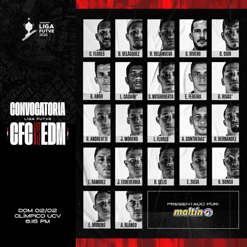 Caracas_FC's tweet photo. ¡Estos son los jugadores convocados por Noel Sanvicente para nuestro debut en la temporada 2020 frente a Estudiantes de Mérida! 📋🔴 #DefendamosCaracas https://t.co/eTPEr3Dz3u