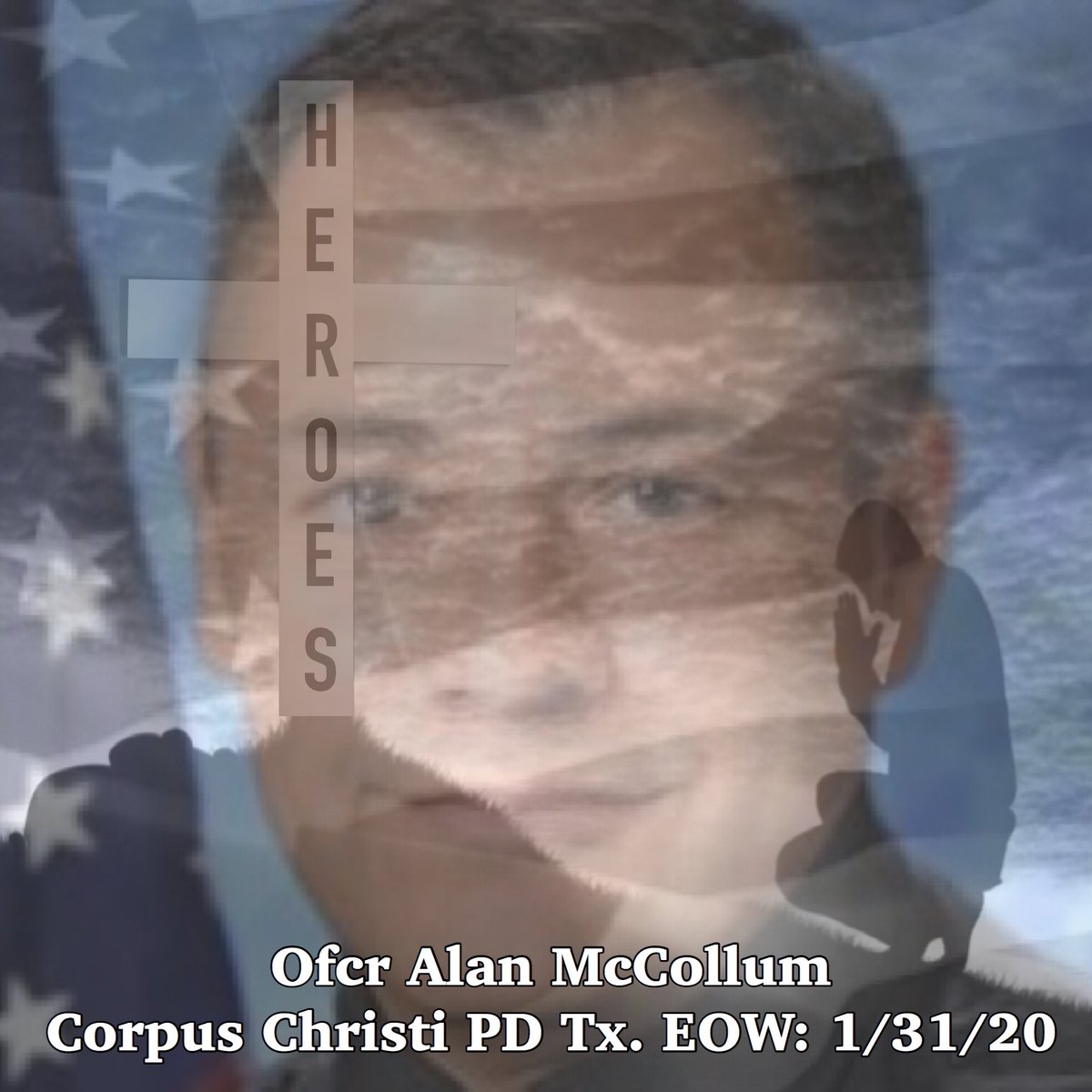 PeaceMakerDesi1's tweet image. 10-7 #RiP brother. 
Ofcr Alan McCollum @CorpusChristiPD was killed in the #LOD 1/31/20 when he was struck by a car while conducting a traffic stop. I send my condolences to his family both blood &amp;amp; blue. To date there have been 12 #LODDs in 2020. 
#RiP
#EOW 

(Artwork by K)