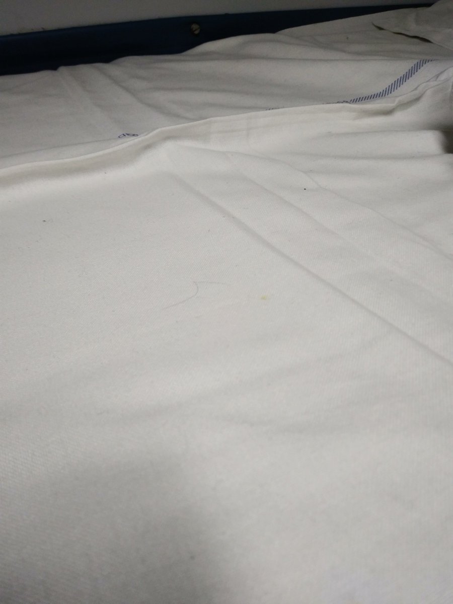 techpushkar's tweet photo. @PiyushGoyal @RailMinIndia  Pathetic condition of bed rolls in 12309 Patna Rajdhani Express on 1st Feb. Unwashed bedsheets with hairs all over. Blanket dry cleaned more than 2 months old.  Attendant Chandan Kumar Coach B1 was clueless. https://t.co/xYf86eWlVO