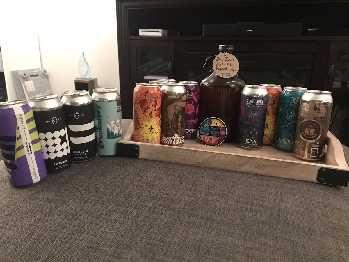 SSchell7's tweet photo. Stopped in at #TheGrowlerGuy &amp; met 1 of my absolute fav brewers @Zeroissuebeer they’re as good in person as they are in the can. #TopNotch Enjoying a one off (it should be a staple) #KalAle. I picked some other beauties as well. Ready for the #BOA. #ThxAng. #ILoveMyWife  #Cheers https://t.co/Aa8VaHV4BT