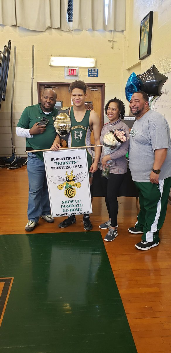 SurrattsvilleW's tweet photo. Today we recognize and honor our senior Kejon Fraley. Thanks to you for being our leader on and off the mat. You have been like an extra Coach for our younger wrestlers in showing them the right way to do things. We are looking forward to great things from him in the future.🤼♂️🤼♀️ https://t.co/6X91ZMg4t5