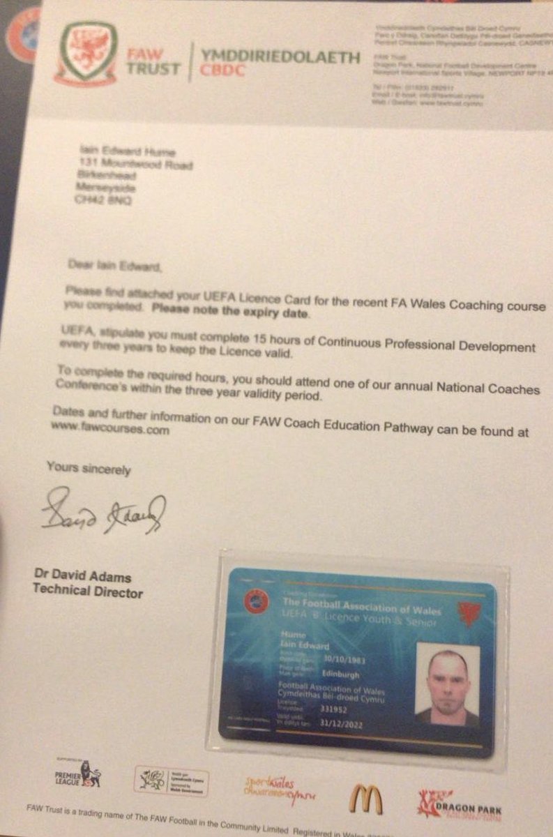 Humey_7's tweet image. Absolutely delighted to get this through the post yesterday. Proud to have passed the @FAWCoachEd UEFA B Licence Coaching course. #AnotherString #NextStep