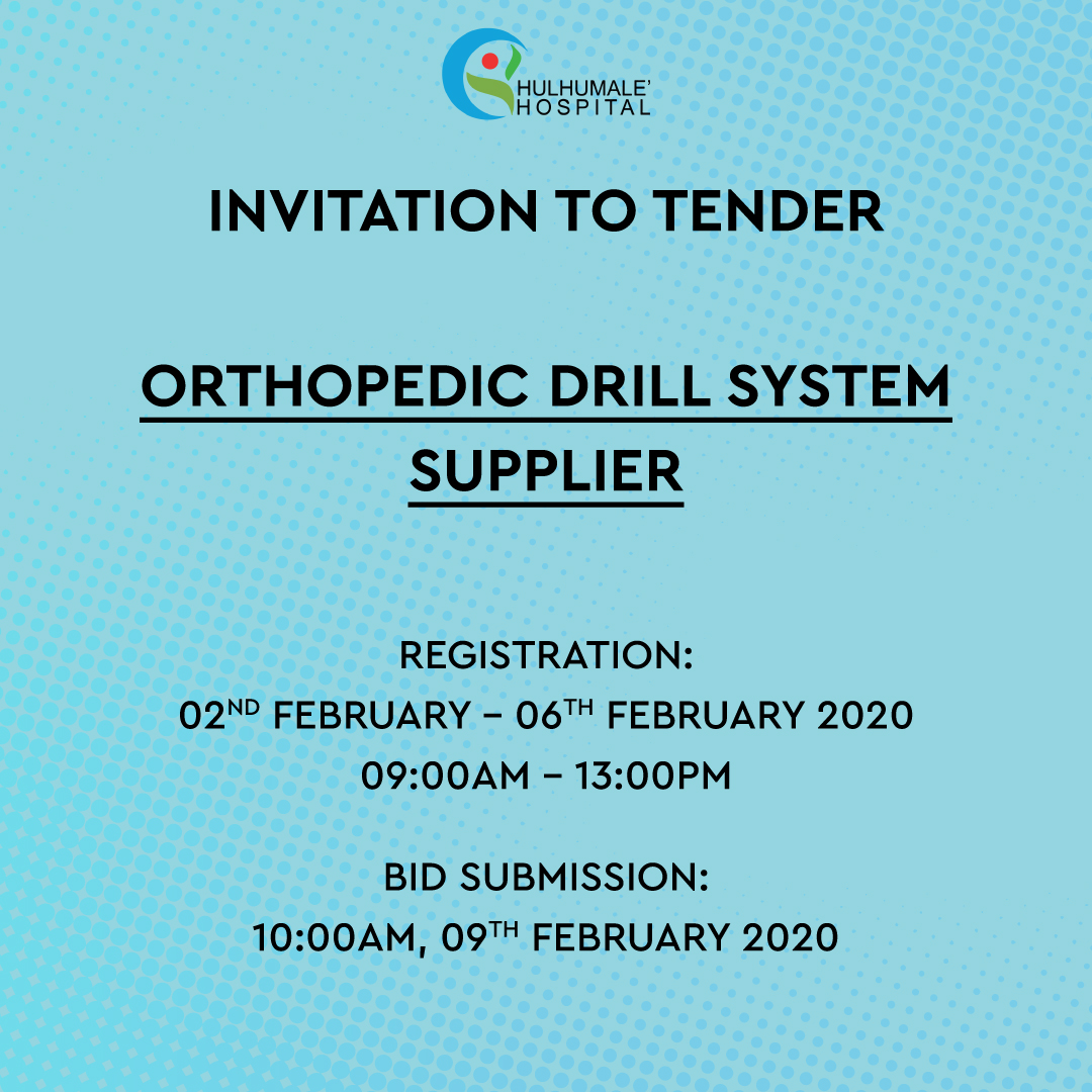 HMH_mv's tweet photo. Announcement: Invitation to Tender - Orthopedic drill system Supplier

For more information, follow the link: https://t.co/5d2YGUUuBp https://t.co/KpUE7OvuBZ