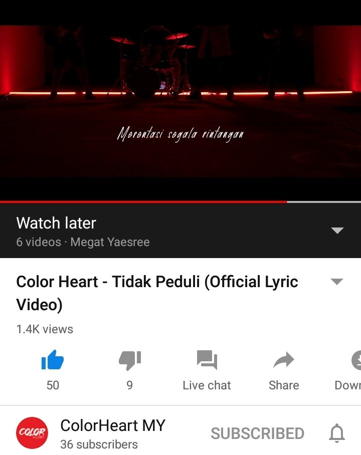 ColorHeartMY's tweet photo. We reach 1.4k views!

TQ for the endless support.
Dont forget to #SlapLikeNow and subcribe to our @YouTube Channel.

#ColorHeart
#TidakPeduli
#NewSingle
#02022020 https://t.co/8IoJAY0Di1