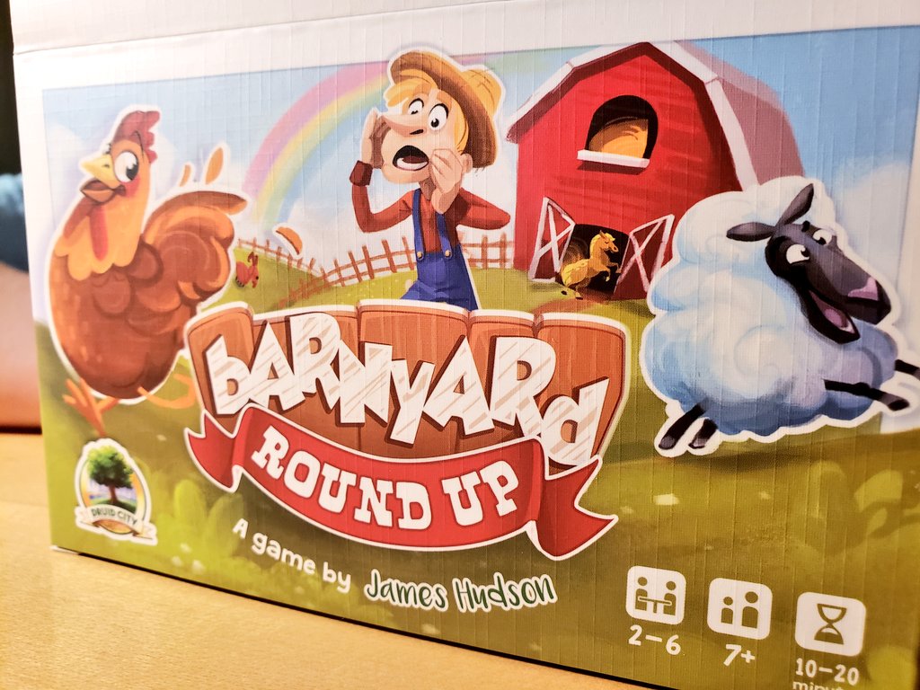 CohortVIIIGames's tweet photo. Playing #BarnyardRoundUp with our 4 year old and she's out-bluffing us. She's having a blast @DruidCityGames! #FamilyGameNight https://t.co/n27lZ7mccF