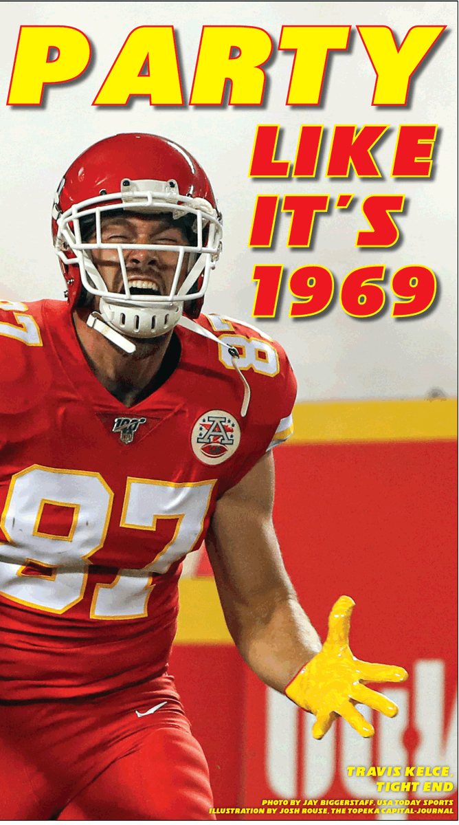 timbisel's tweet photo. ... and party favorite Travis Kelce appeared in today's Topeka Capital-Journal. #corefirst #ChiefsKindgom https://t.co/y0UKFpClYg