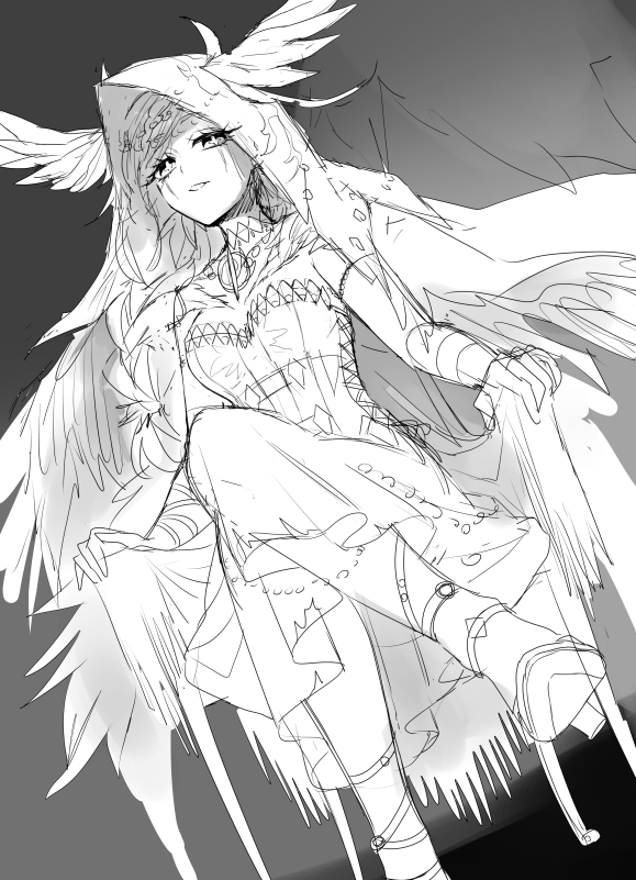 ラフ比較的ちゃんと描いてるシリーズ
#このタグを見た人はラフ画とその完成絵を見せる 