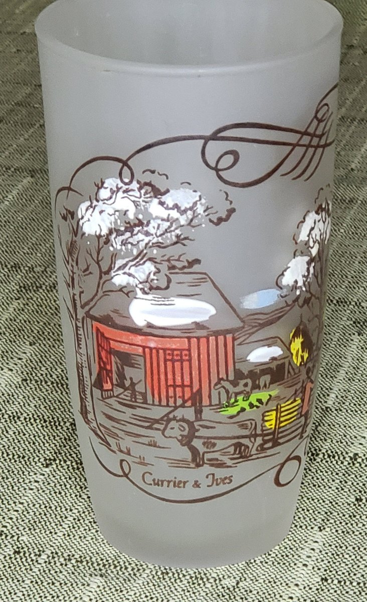 atticesoterica's tweet photo. Vintage Currier and Ives Frosted Drinking Glass Set of 5 Different Rural Scenes Farmhouse Gathering Ice Skating Carriage Ride Train Hunting https://t.co/ZGR4OubXdS #Collectibles #Etsy #AtticEsoterica #Vintage #Antiques #SetOf5 https://t.co/S0ihVNT5wE