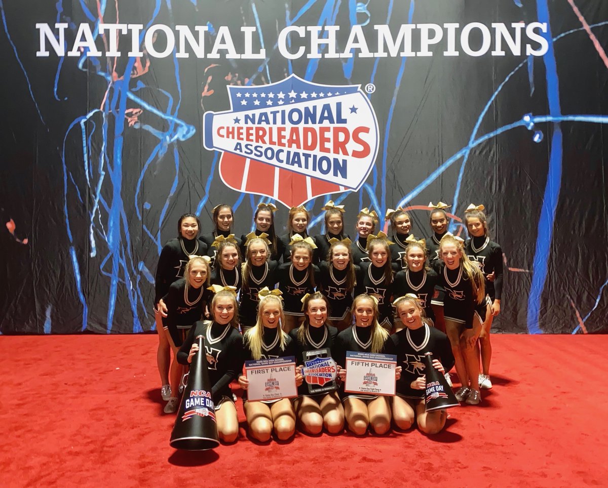 NWRCougars's tweet photo. @NWRCheer DOMINATED the competition in the Game Day Cheer beating 30 other teams to be crowned the National Champions! So proud of them! They also were Top-5 in Fight Song. Overall competition finishes tomorrow. #Relentless #GoCougars https://t.co/SUr1BK2DY2