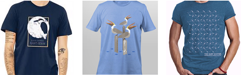 Three different current t-shirt designs