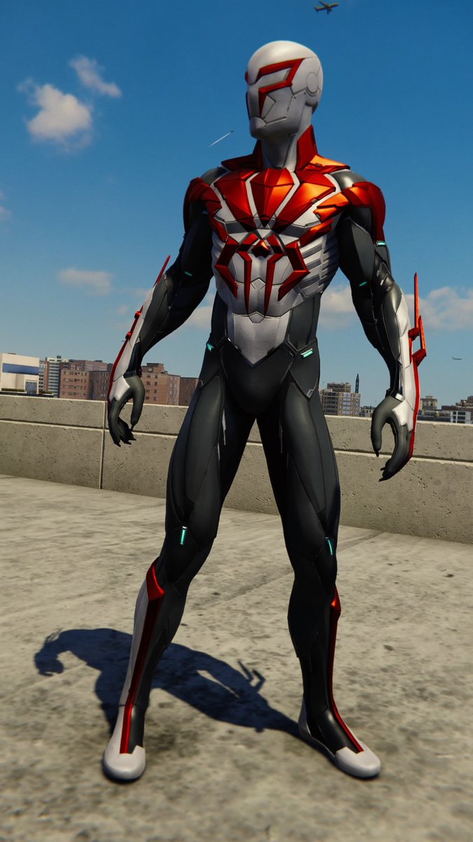 ◦ Spider-Man 2099 White Suit ◦⌁ suit power: ventilated concussive technology temporarily sends enemies flying with every attack⌁ i don't use this one but looking at it more closely now, it's COOL⌁ nice color scheme⌁ hell yeah more claws and spikey arms