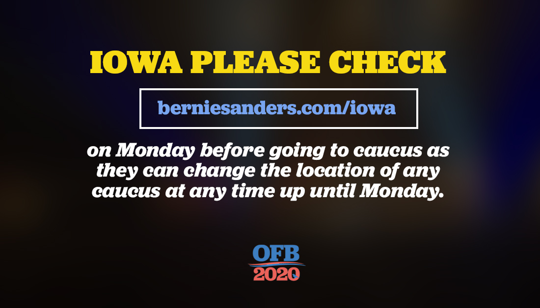 OFB2020's tweet photo. @michaelsayman @smoothbernard @AaronStigile #IowaCaucuses #IowaForBernie https://t.co/ZuB8xh8sro