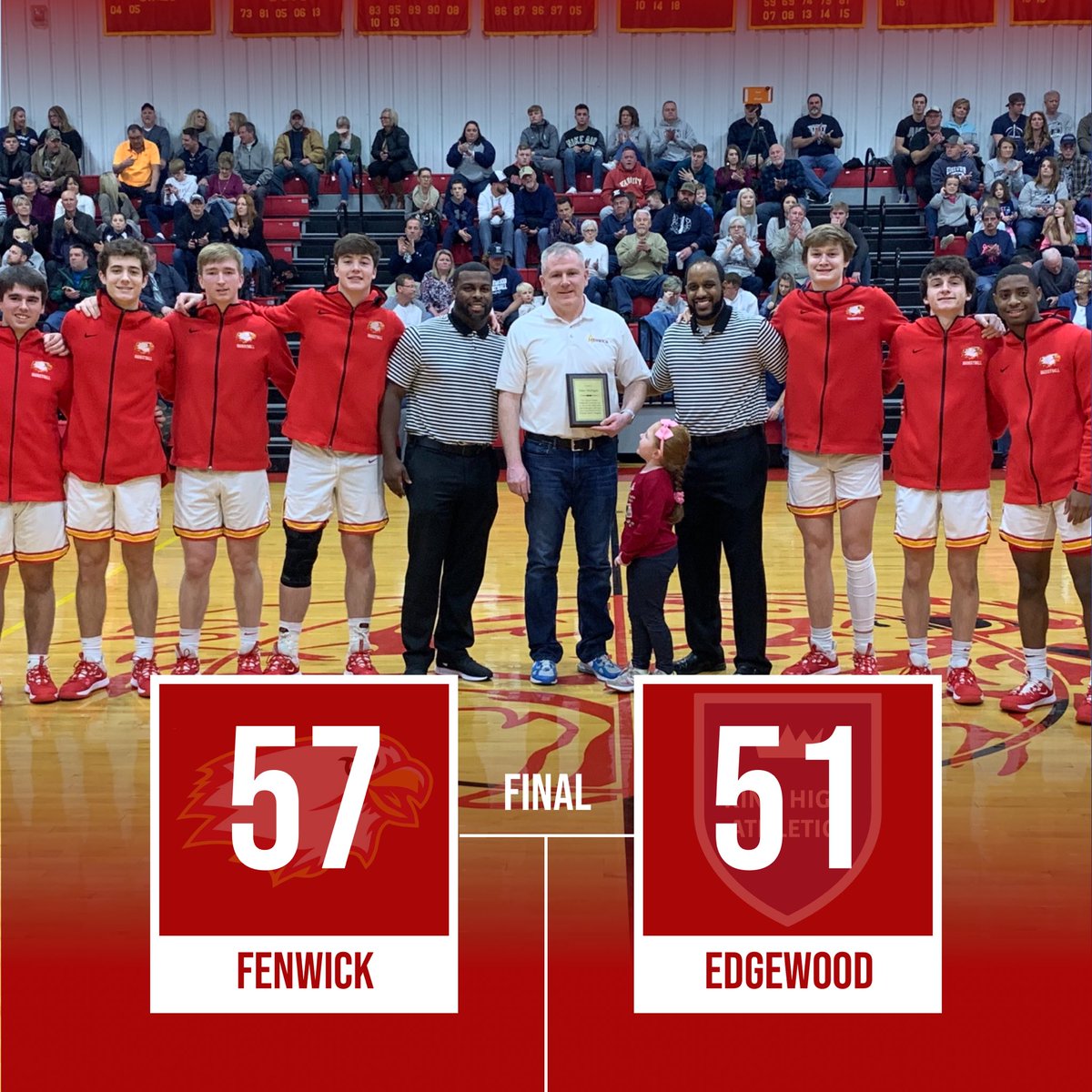 fenwicksports's tweet photo. Great win for the Falcons; Special honoree (John Mulligan) Falcon alum; Youth night with several of our local Catholic elementary and junior high schools; Supported the Middletown Area Neediest Youth (MANY) organization...WOW!
#FenwickMentality https://t.co/lqVJqipdGn