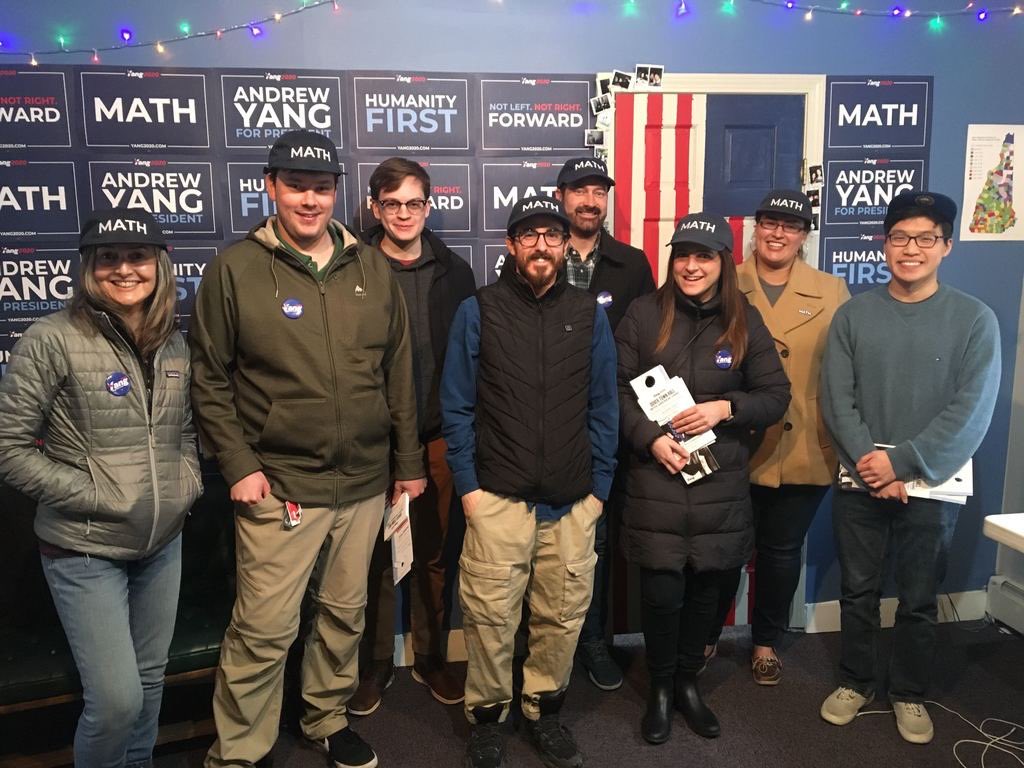 TeamYangNH's tweet photo. You know it’s the start to a great weekend when you have too many pictures for a single tweet of all on the ground here in New Hampshire! #NHforYang #YangGang (1/4) https://t.co/YdCVtNQ1zj