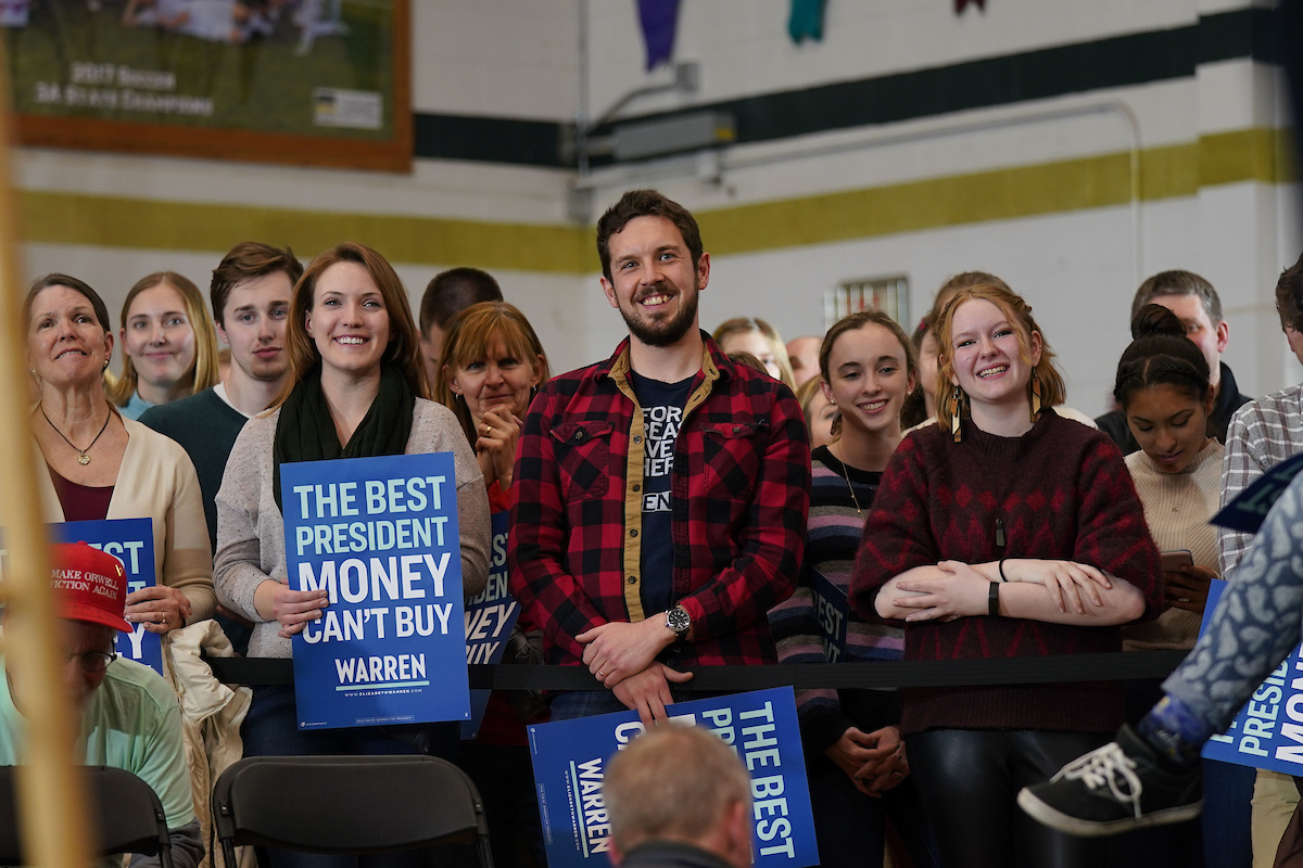 Supporters at the Iowa City rally.
