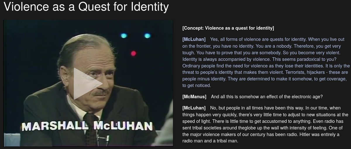 "Violence as a Quest for Identity" by Marshall McLuhan