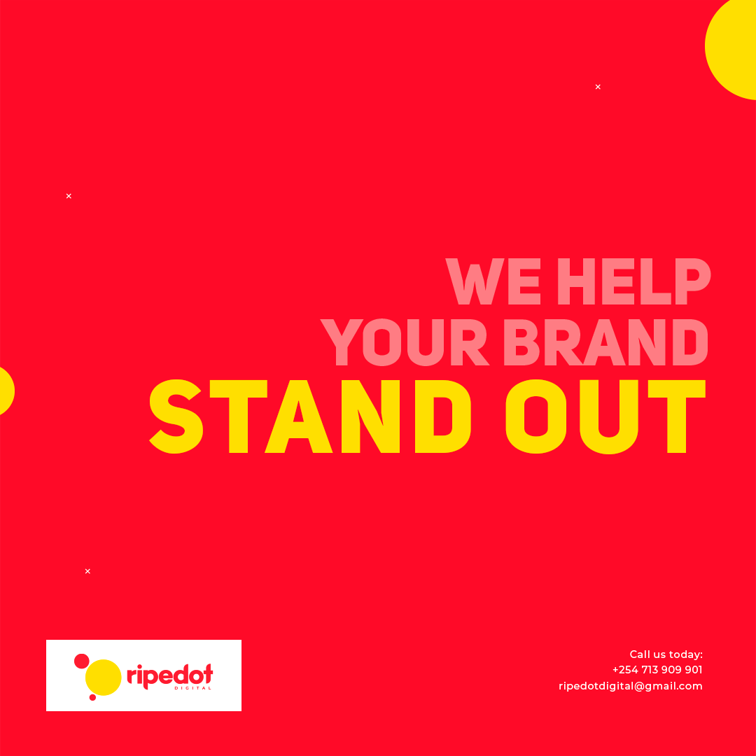 With so many businesses online, it’s essential for your #business to stand out. We help by providing the best graphic design services and digital marketing strategies that are aimed at taking your business to the next level.

Drop us an email: ripedotdigital@gmail.com
#Ripedot