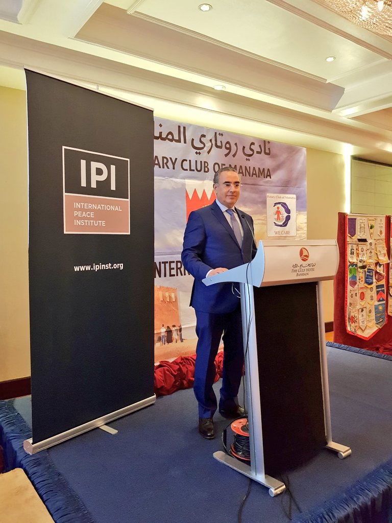 IPI_MENA's tweet photo. IPI MENA Director Nejib Friji invited by @rotarymanama to discuss #RegionalIntegration and #Peace in the #MENA region
#Bahrain #sustainabledevelopment #ipinst #integration #cultureofpeace #Rotary https://t.co/KQAh1s5NYy