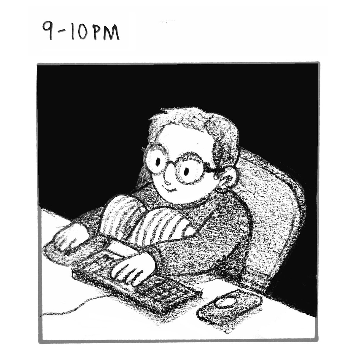 #hourlycomicday 9-10PM: chillin online w friends 