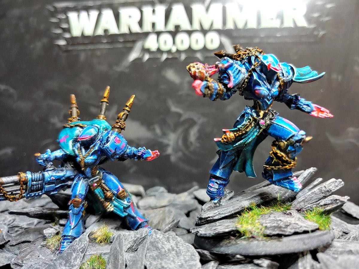 ThejsuN's tweet photo. Stopping for the night but really loving how the colors are coming together for my Slaanesh Terminator stand-ins.
#warmongers #RagingHeroes #40k #MiniConversion #vaporwave https://t.co/AZ2tTBXYkD