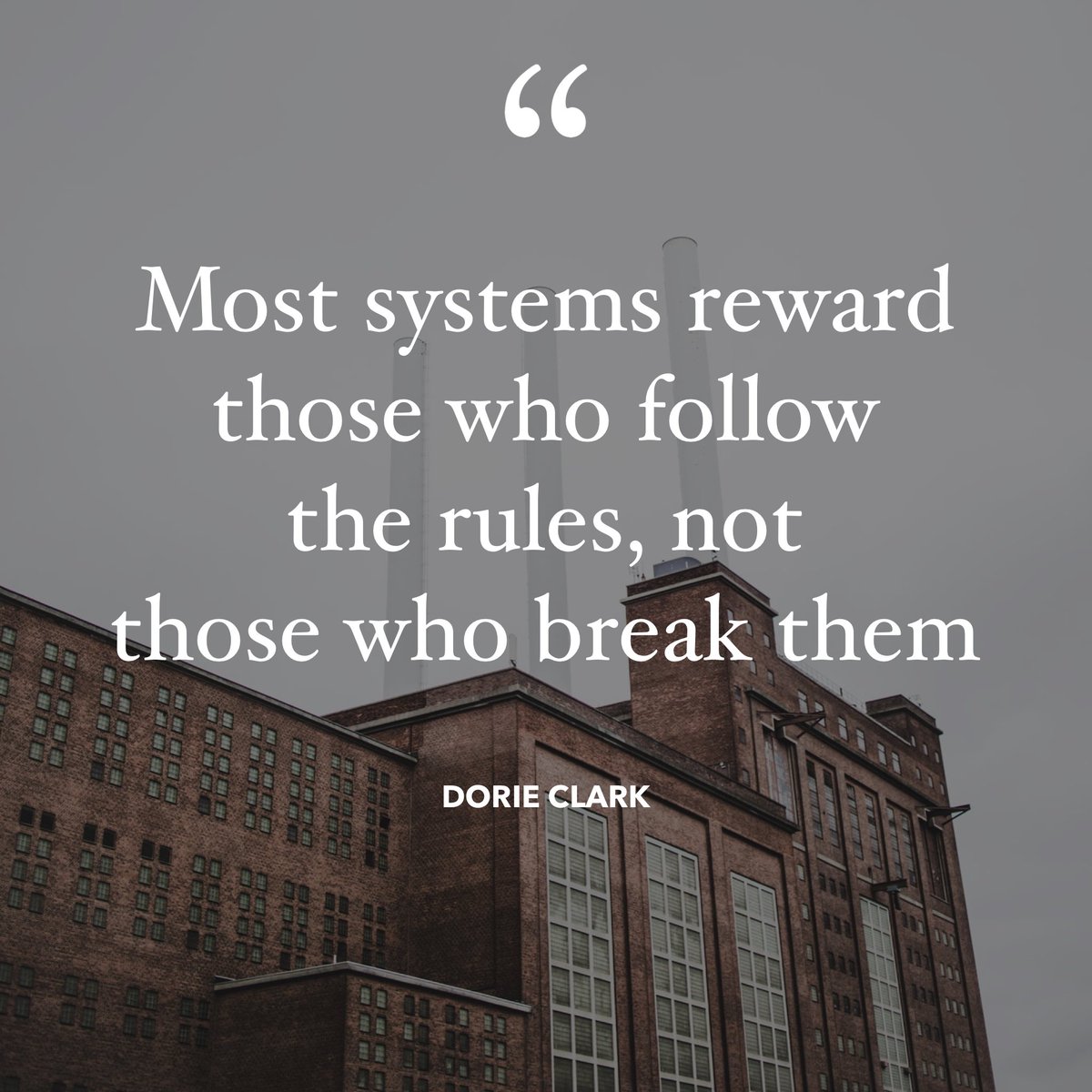 masters_biz's tweet image. “Most systems reward those who follow the rules, not those who break them”

Dorie Clark (@dorieclark)

#mastersofbusiness #business #quote #inspiration #success