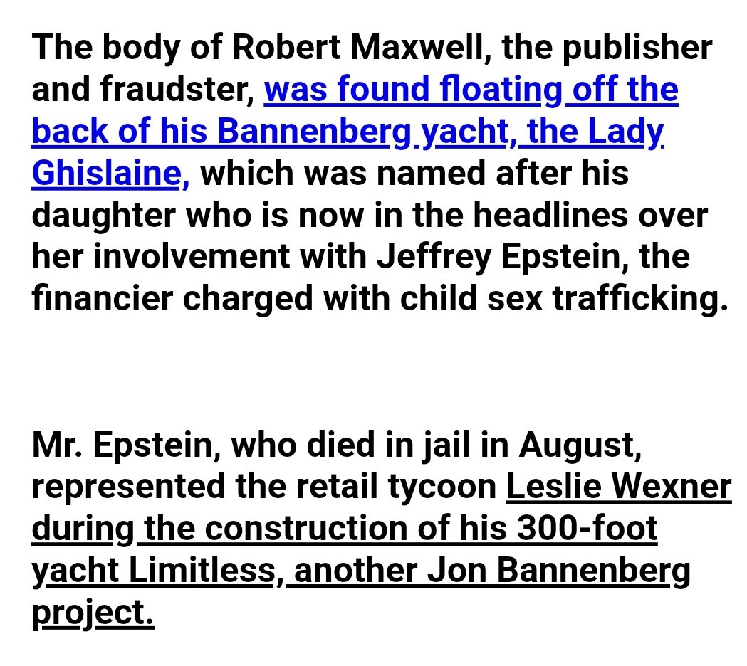 Shady characters: Khashoggi's yacht which became the Trump Princess (now Kingdom 5KR), Alan Bond's Southern Cross 3, Leslie Wexner's Limitless and Gerald Ronson's My Gail were all designed by Jon Bannenberg who appears in Epstein's little black book. https://www.boatinternational.com/yachts/editorial-features/trump-princess-inside-donald-trumps-lavish-86m-superyacht--34381