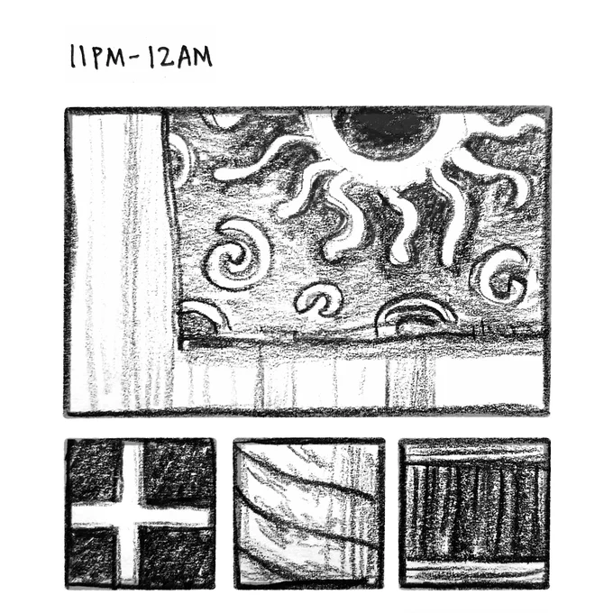 #hourlycomicday 11PM-12AM: just some textures and patterns in my office. gnite folks!! 