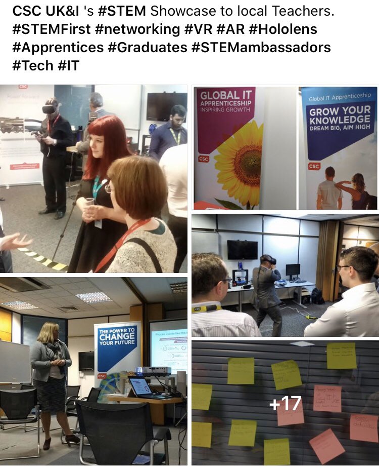 mirandakaywebb1's tweet photo. Wow! 3 years since I arranged my 1st #STEM event: 20 teachers @ @DXC_UKI to learn about our student opportunities, hear from our #Apprentices &amp; #Graduates, get ‘hands on’ with #VR, #AR, #MixedReality &amp; play a myth busting quiz about the labour market &amp; careers in #tech. https://t.co/iktdC0z2AT