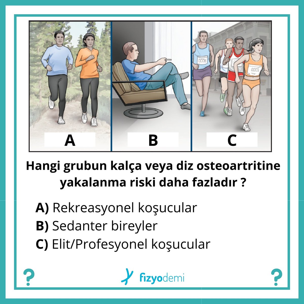 fizyodemi's tweet photo. Bu haftanın sorusu bizlere osteoartrit ile ilgili perspektif kazandıracak 👍🏽😊 

#fizyodemi #popquiz #physioquiz #fizyoterapist #fiziktedavi #fizyodemiyesor #dizoa #osteoartrit #osteoarthritis #knee https://t.co/RunHDZv4vp