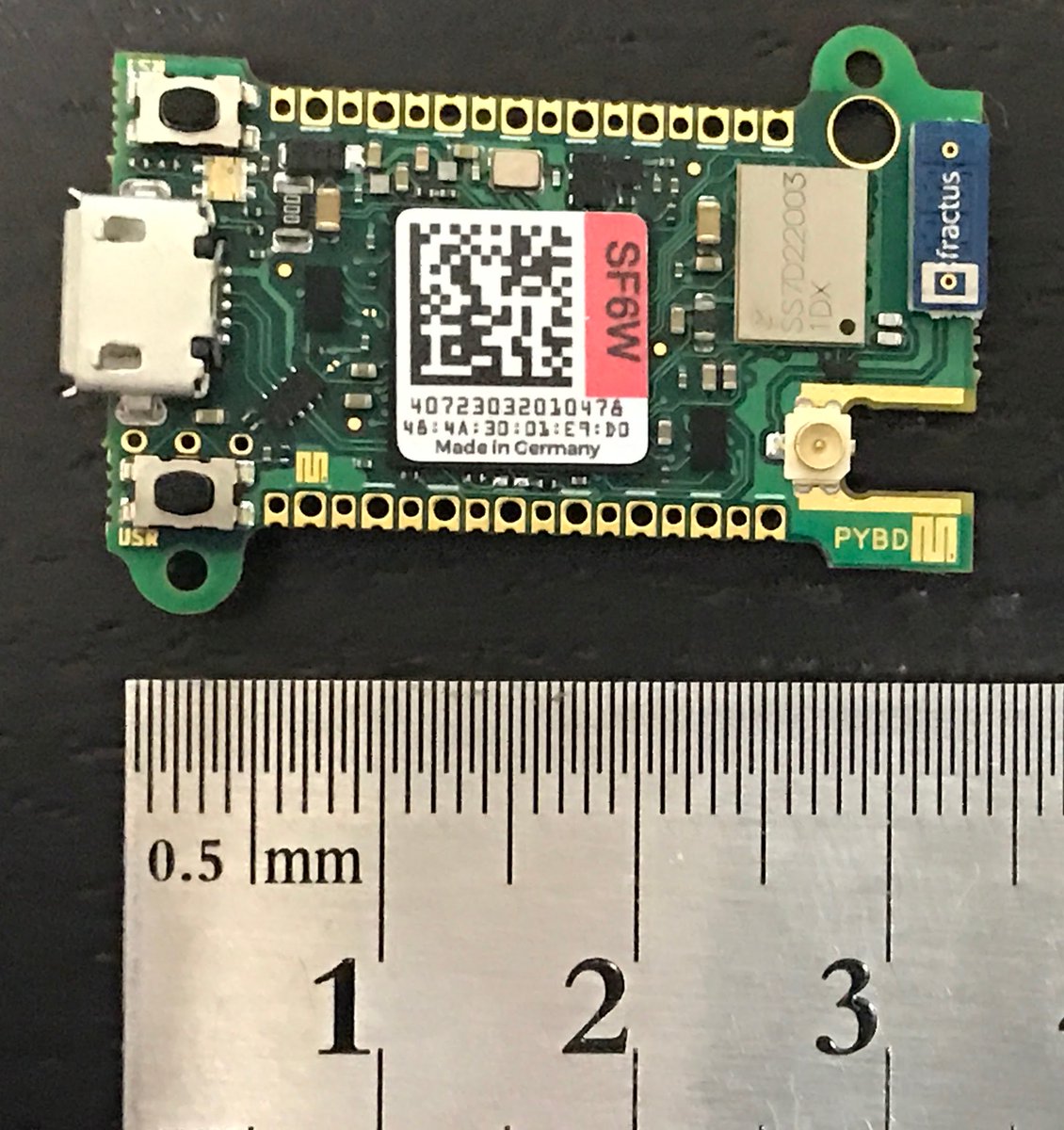 kemusiro's tweet image. MicroPython研究のための今週のお買い物その1。Pyboard D-series SF6W。STM32F767 216MHz, 512KB RAM, 6MB flash ROM, WiFi/BLE対応(村田製作所の1DXモジュール使用)となかなかのスペック。モジュール自体の技適はあるが、Pyboardの取説及び包装への表示が無い。届出案件か……。#Pyboard