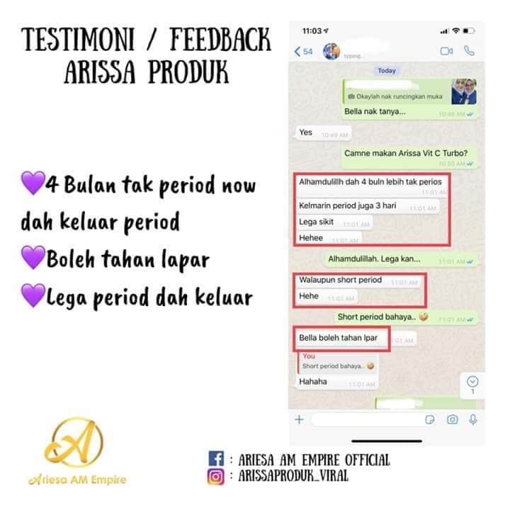 HidayahSani2's tweet photo. 4 bulan tak period, ingatkan pregnant. Rupanya masalah hormon tak stable. Jangan ambik ringan sistem reproduktif dan sistem pencernaan korang ye.
.
Now ikhtiar dengan Arissa Collagen dah period tapi hanya 3 hari tapi agak bahaya dengan period 3 hari bagi orang yang dah berkahwin. https://t.co/yvM2veaae9