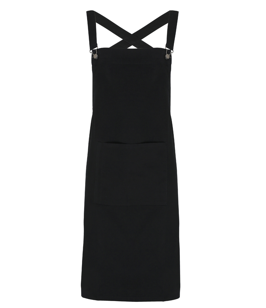 100% Black Cotton Canvas Cross Back 'Barista' Bib Apron