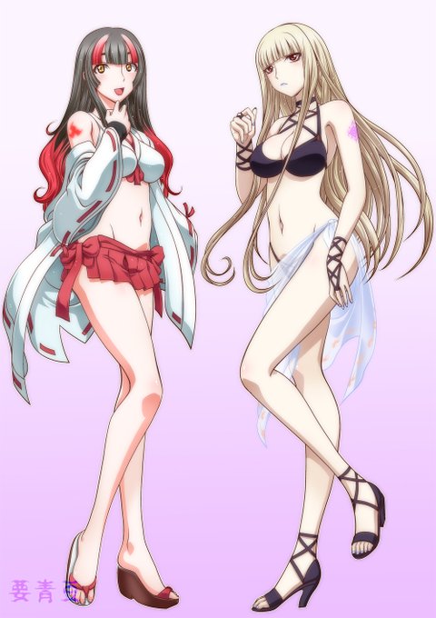 水着コンゴウさんとアカギさん