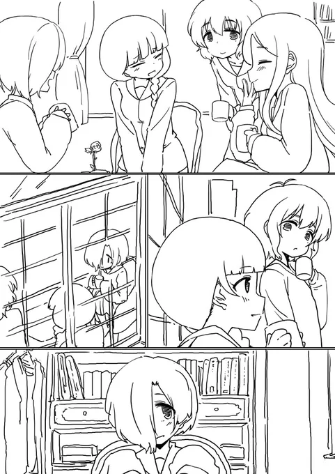次の新刊用に描いてたのだけど、Co13歳組は幸福度が高い 