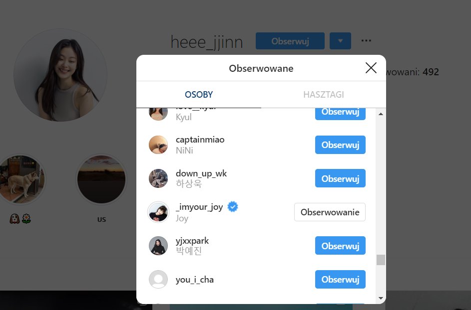 98. Choi Heejin (actress) followed Joy on ig