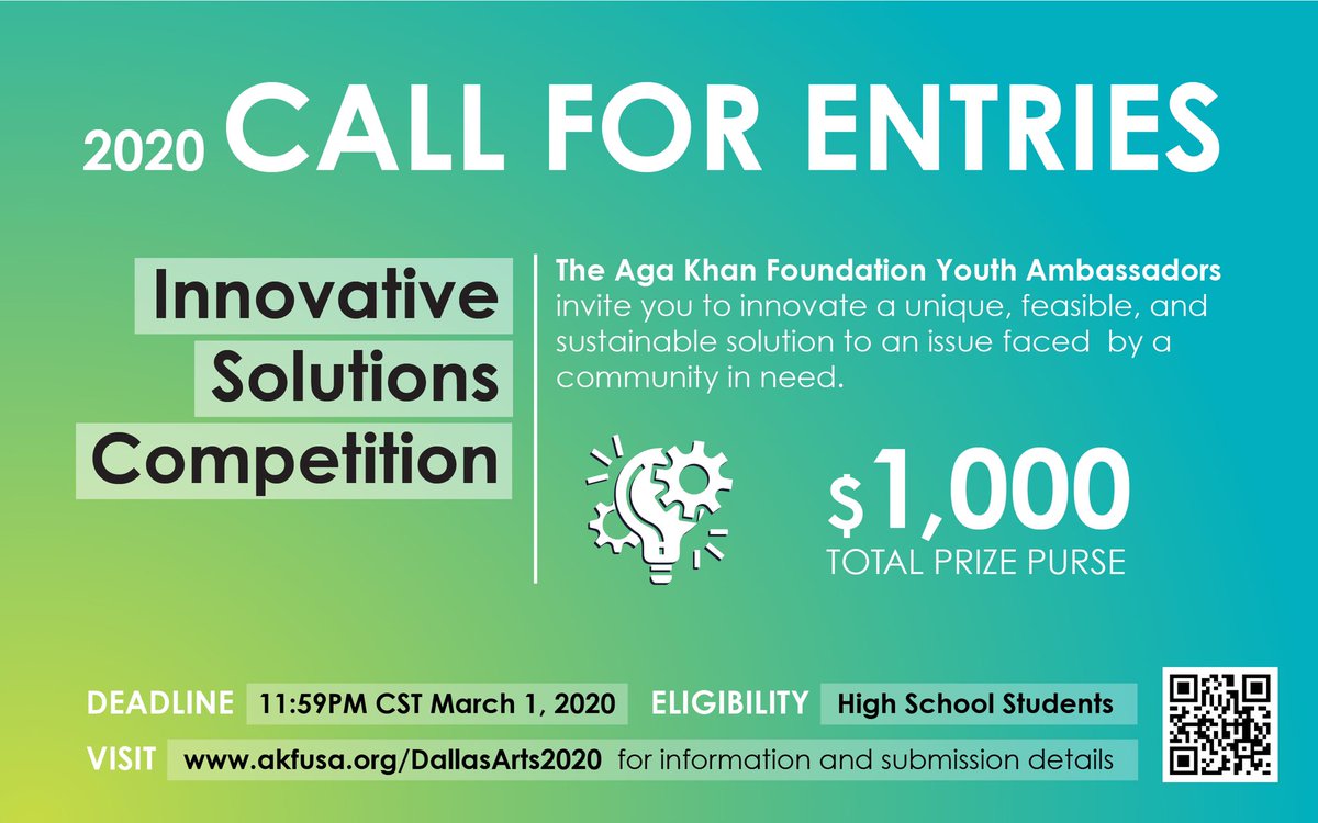 AKF Dallas is coming at you with the 2020 Youth Festival of Arts &amp; Innovation! A great opportunity for high schoolers to be creative and start a dialogue. The festival is going to include an art and spoken word competition and an innovation challenge! #YouthFestival2020