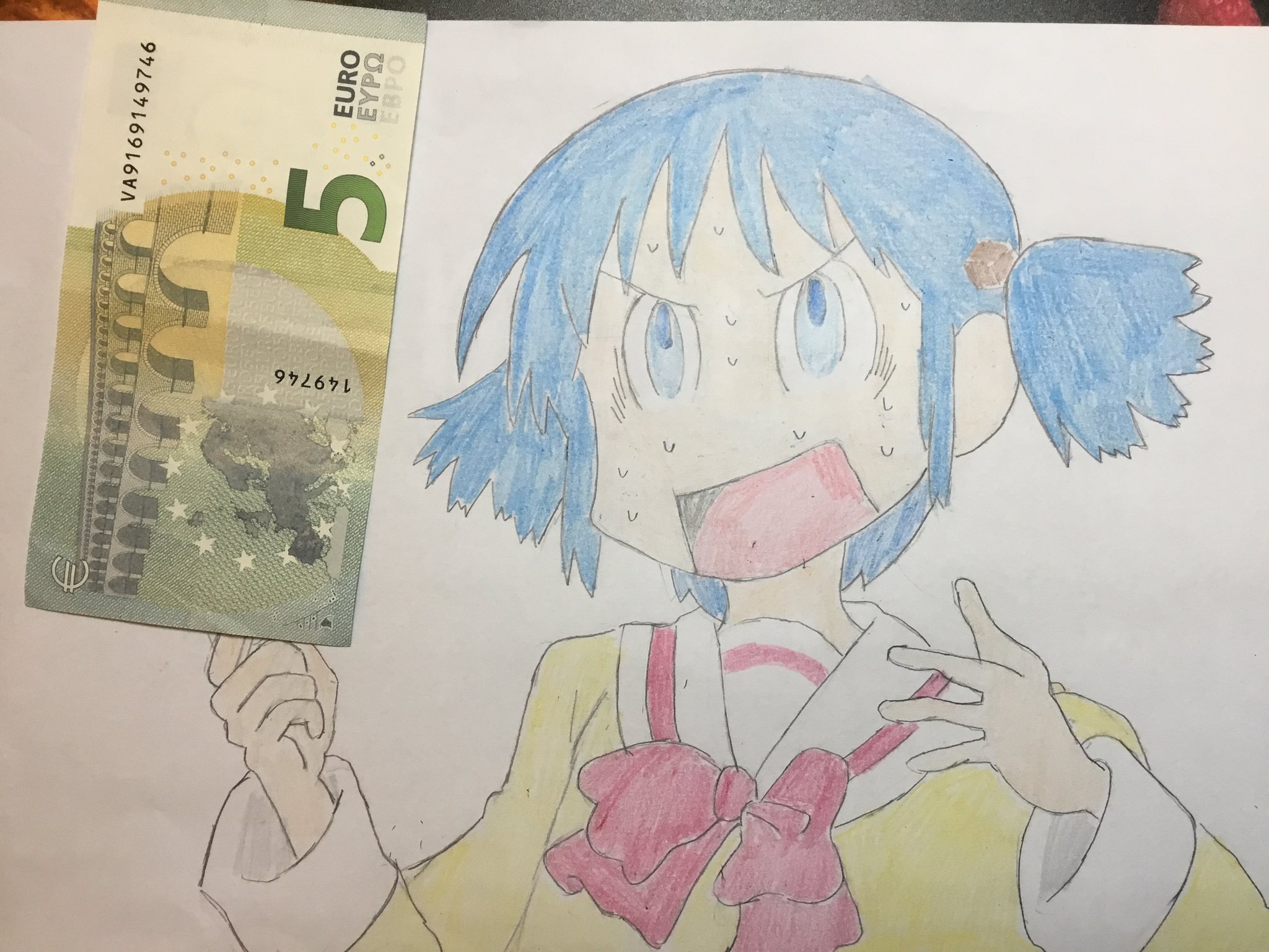 Tatsuya たつや Nichijou 日常 ツインテールの日 From Part 7 In Episode 2 Yukko I Will Buy The Notebook For 5 Euro Vendez Moi Cette Note Pour 5 Euros 5 Euro Is