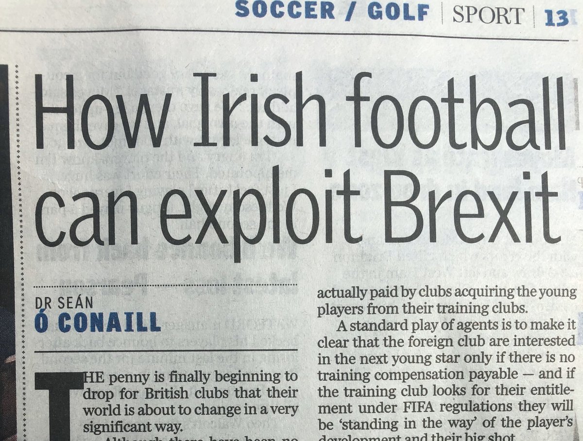 UCC's tweet photo. ‘The penny is finally beginning to drop for British clubs that their world is about to change in a very significant way.’

Read @soconaill in today’s Sunday Independent - ‘How Irish football can exploit Brexit’ https://t.co/XUdd32Dny0